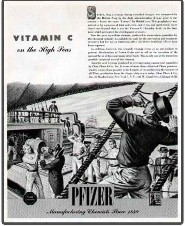 Werbung für Pfizer Vitamin C auf einem Schiff