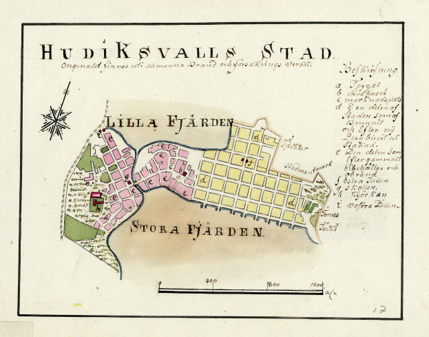 Ein detaillierter Stadtplan von Helsinki, Finnland, mit Straßen, Gebäuden und Sehenswürdigkeiten, überlagert mit handgeschriebener Text.