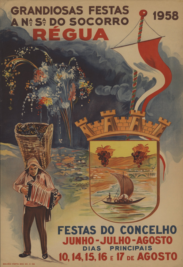 Ein Plakat für ein Festival in Brasilien, das einen Mann mit einer Akkordeon zeigt, mit Text, der Festivaldetails bereitstellt.