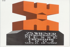 Ein Plakat für die 75. Internationalen Messe Frühjahr in München, Deutschland, mit einem weißen Hintergrund, Text und einer bunten, detaillierten Skulptur in der Mitte.